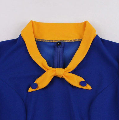 Abito Vintage Autunno Giallo Blu