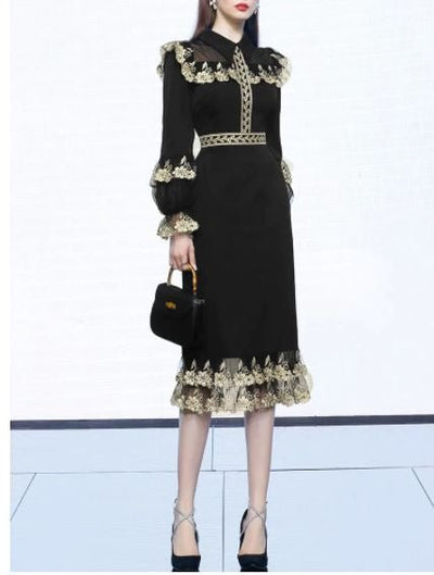 Abito Vintage Nero Con Colletto Alla Peter Pan