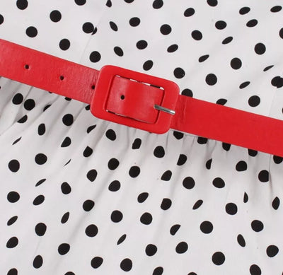 Abito Vintage Girocollo A Pois Bianchi