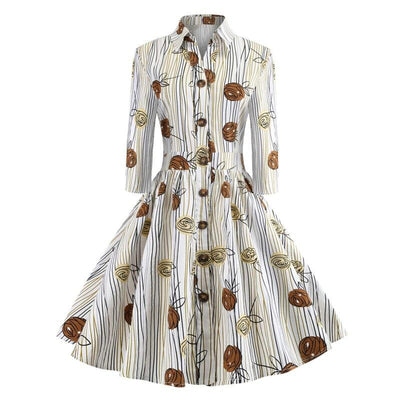 Abito Vintage Disegno Maniche Lunghe