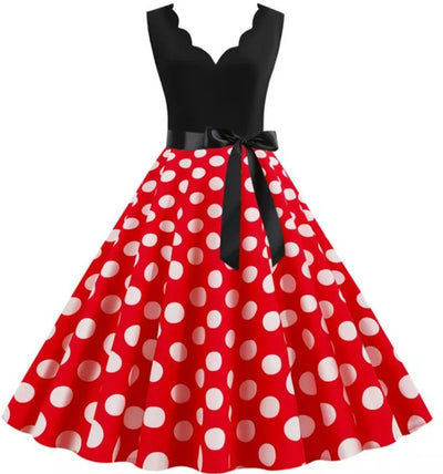 Abito Vintage A Pois Rossi Da Donna