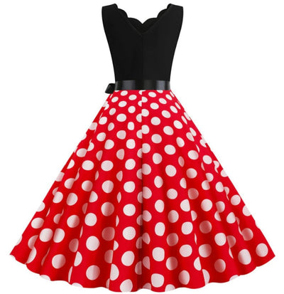 Abito Vintage A Pois Rossi Da Donna