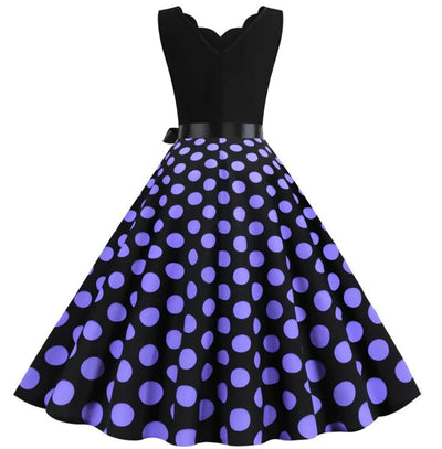 Abito Vintage A Pois Viola Da Donna