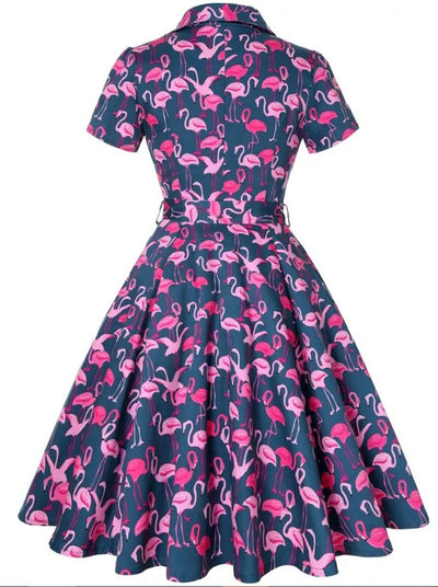 Abito Vintage Plus Size Navy Birds