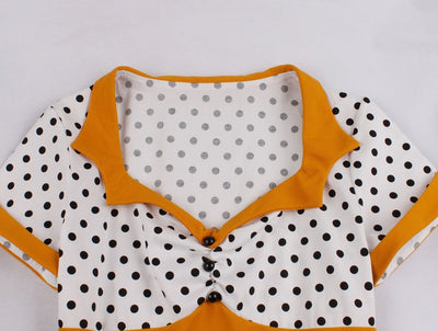 Abito Vintage Taglie Forti Swing Bianco Arancione