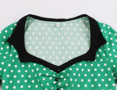 Abito Svasato Vintage Taglie Forti Verde Nero