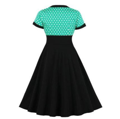 Abito Svasato Vintage Taglie Forti Verde Nero