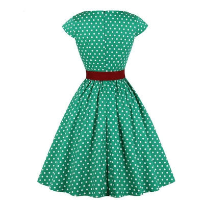 Abito Vintage Con Cintura Verde Taglie Forti