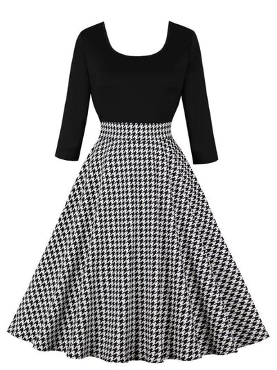 Abito Vintage A Quadri Grigio