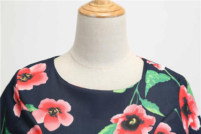 Abito Vintage Invernale Con Papaveri Neri