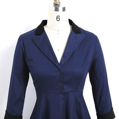 Abito Vintage A Maniche Lunghe Blu Scuro