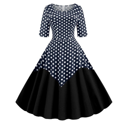 Abito Bustier Blu A Pois Anni '50