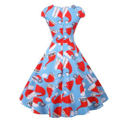 Abito Vintage Natalizio Blu Taglie Forti