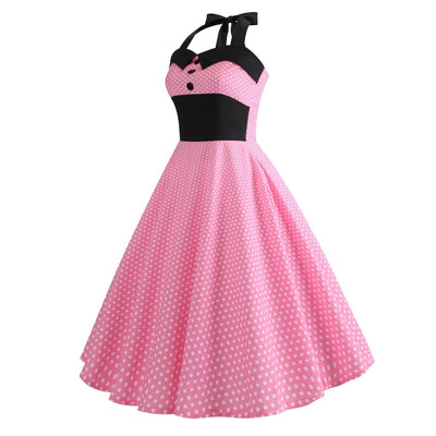 Abito Vintage A Pois Rosa Pin-Up