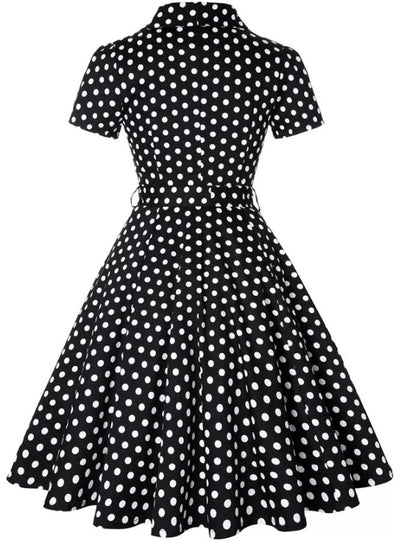 Abito Vintage A Pois Nero Pin Up