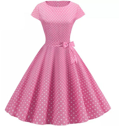 Abito Vintage Pin Up A Pois Rosa