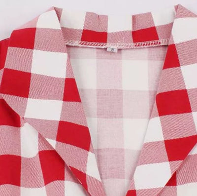 Abito Pin Up Vintage A Scacchi Rosso