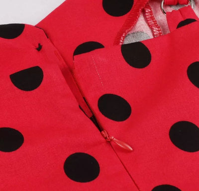 Abito Vintage A Pois Rosso Pin Up