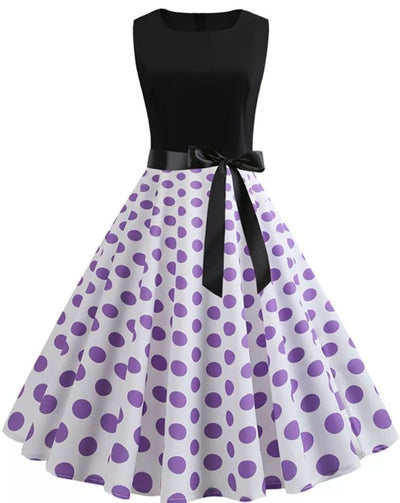 Abito Vintage Pin Up Viola A Pois