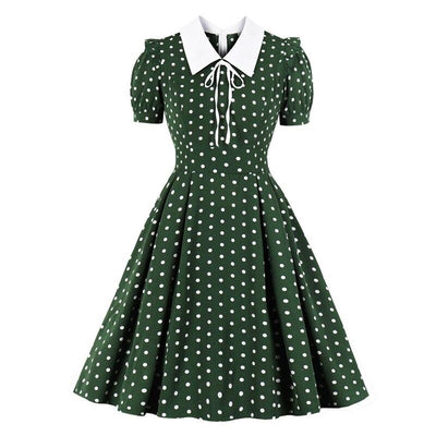 Abito Vintage A Pois Verde