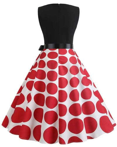 Abito Rockabilly Rosso E Nero Vintage