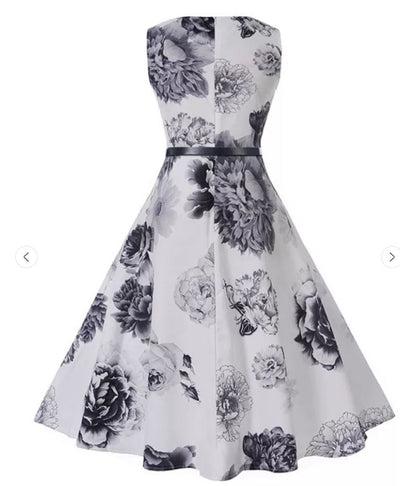 Abito Vintage Romantico Bianco Blu Scuro