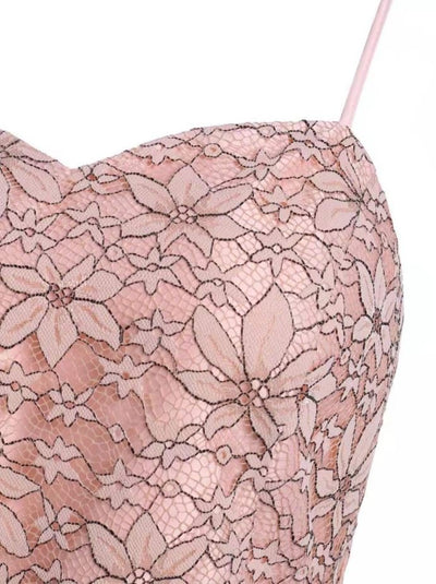 Abito Vintage Con Ricamo Rosa