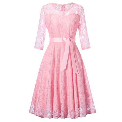 Abito Da Sera Rosa Vintage A Maniche Lunghe
