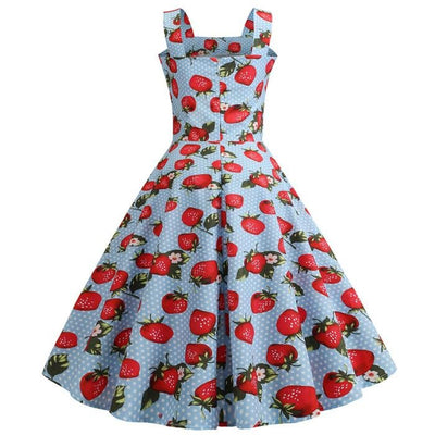 Abito Blu Fragola Vintage 1950
