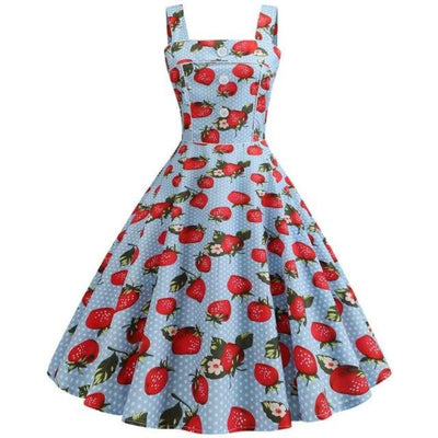 Abito Blu Fragola Vintage 1950