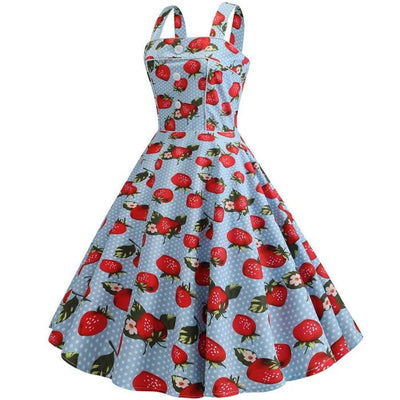 Abito Blu Fragola Vintage 1950