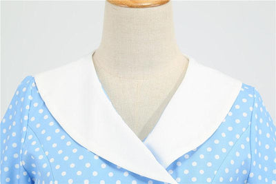 Abito A Pois Azzurro Cielo Anni '50