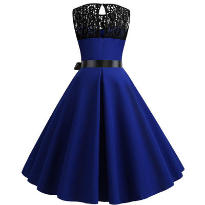 Abito Vintage In Pizzo Blu