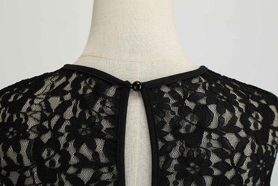 Abito Vintage In Pizzo Nero A Pois