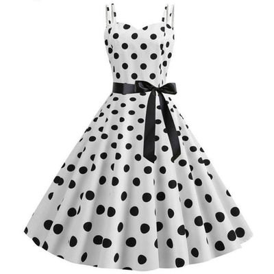 Abito Vintage Rockabilly A Pois Bianchi