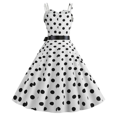 Abito Vintage Rockabilly A Pois Bianchi