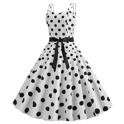 Abito Vintage Rockabilly A Pois Bianchi