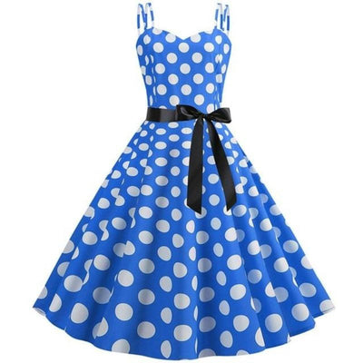 Abito Vintage Rockabilly A Pois Blu