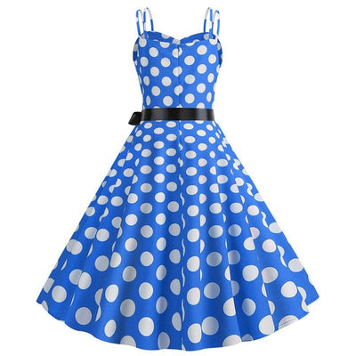 Abito Vintage Rockabilly A Pois Blu