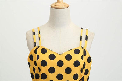 Abito Vintage Rockabilly Giallo A Pois