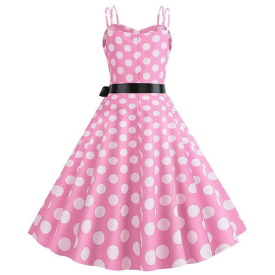 Abito Vintage Rockabilly Rosa A Pois