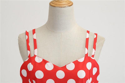 Abito Rockabilly Rosso Vintage Con Pois Bianchi