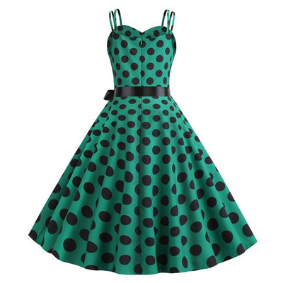 Abito Vintage Rockabilly Piselli Verdi