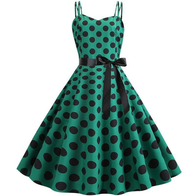 Abito Vintage Rockabilly Piselli Verdi