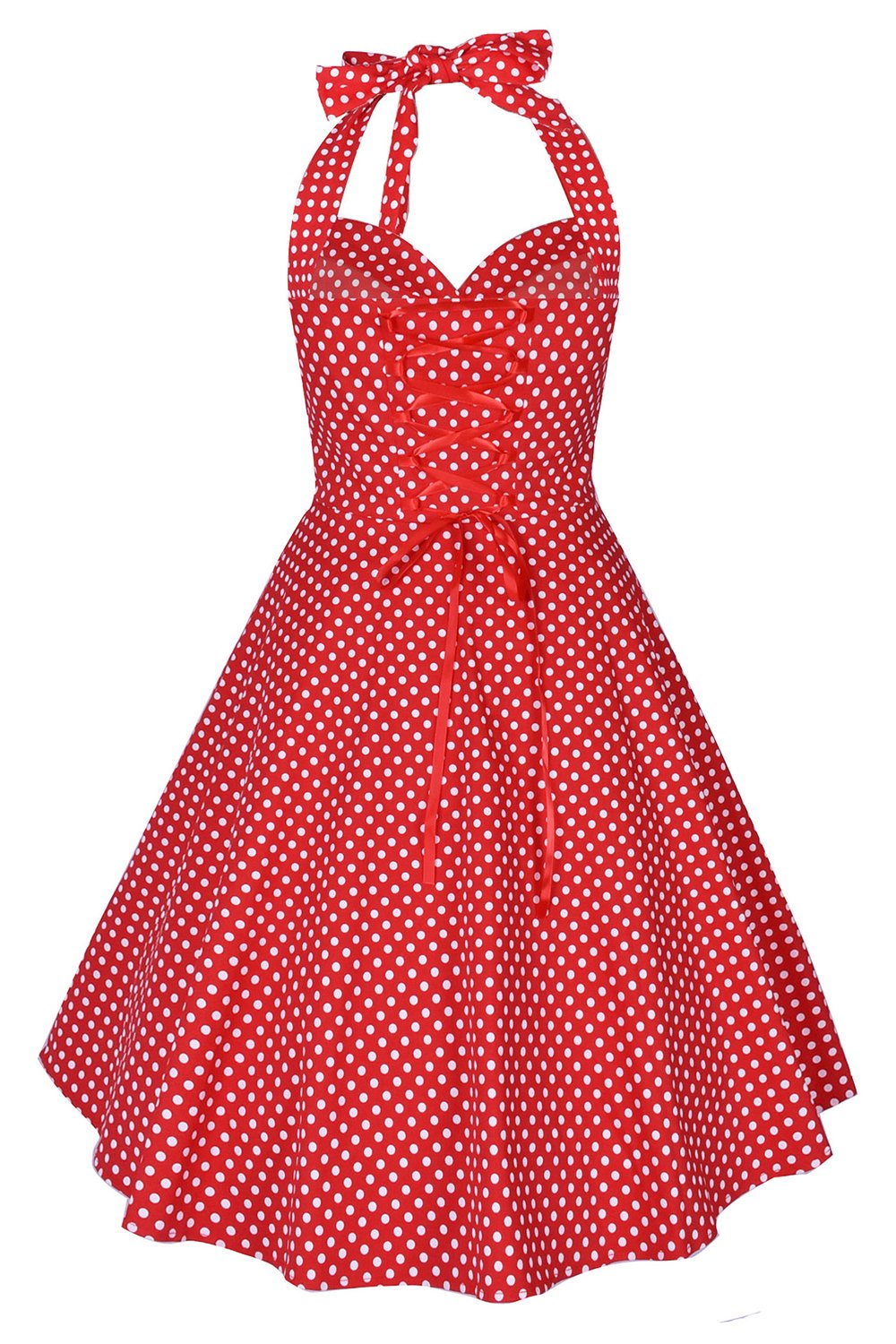 Abito Con Scollo All'americana Anni '50 A Pois Rossi