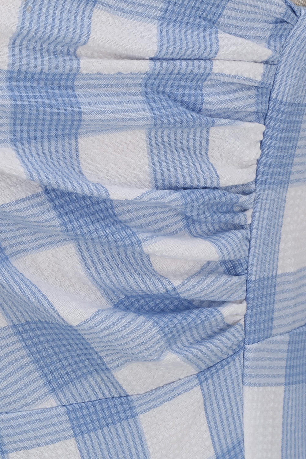 Abito Asimmetrico Vintage Con Plaid Blu