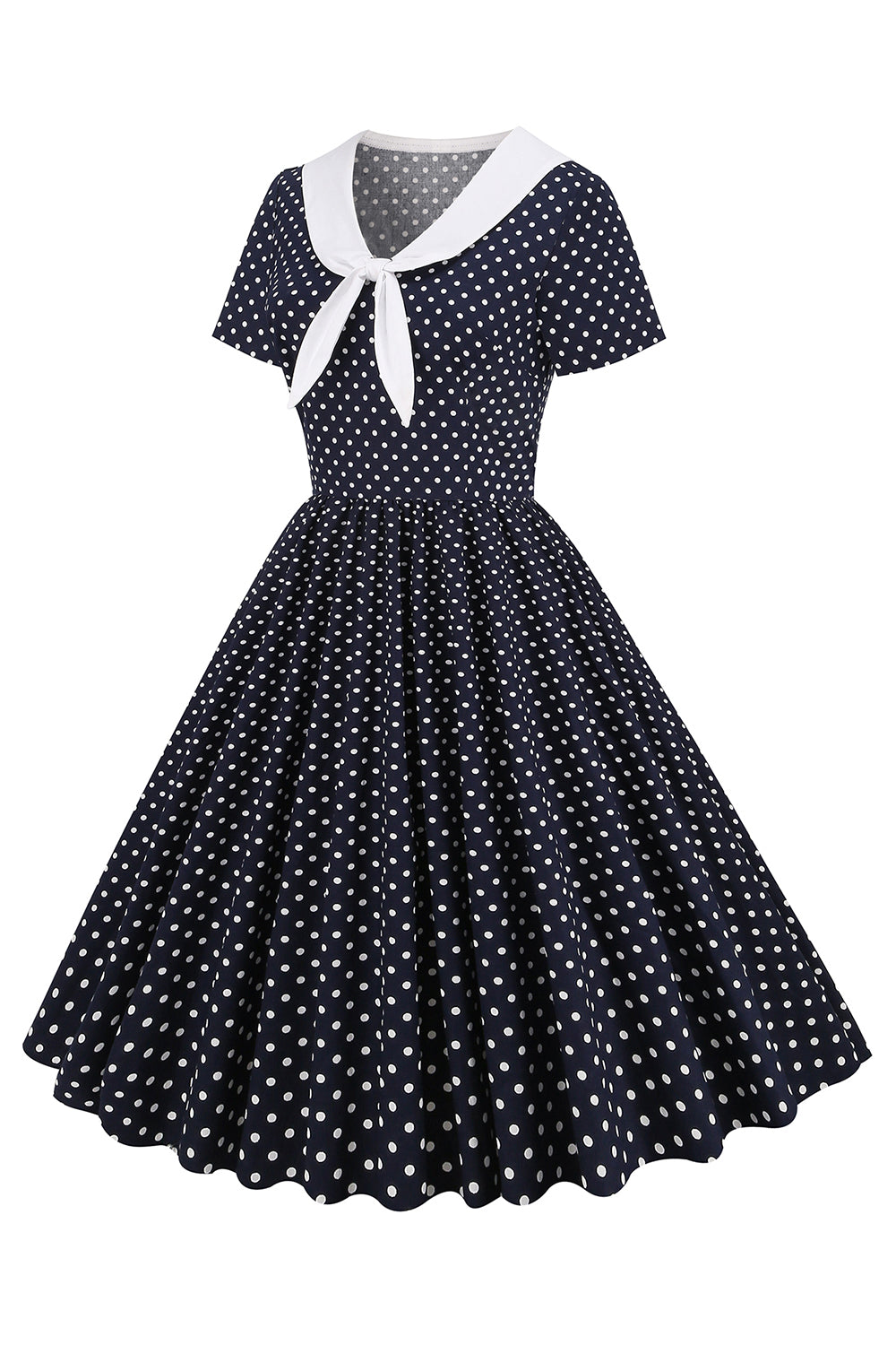 Abito Vintage A Pois Bianco E Nero Con Papillon