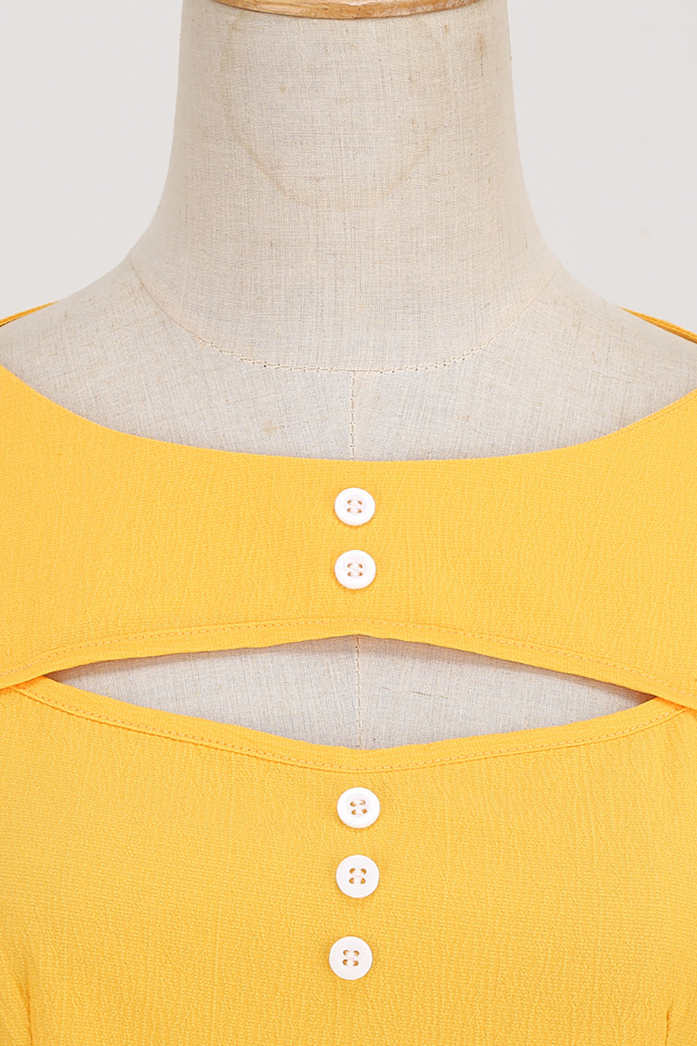 Abito In Stile Anni '50 Giallo Retrò Con Buco Della Serratura