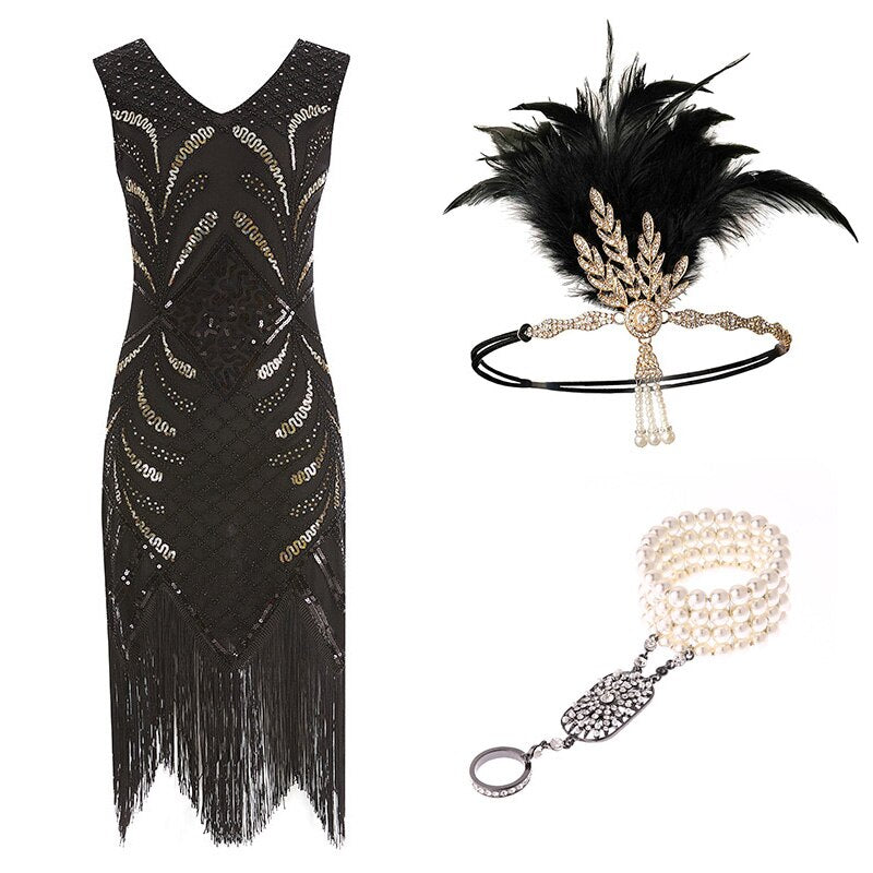 Abito Stile Gatsby Anni '20 Nero