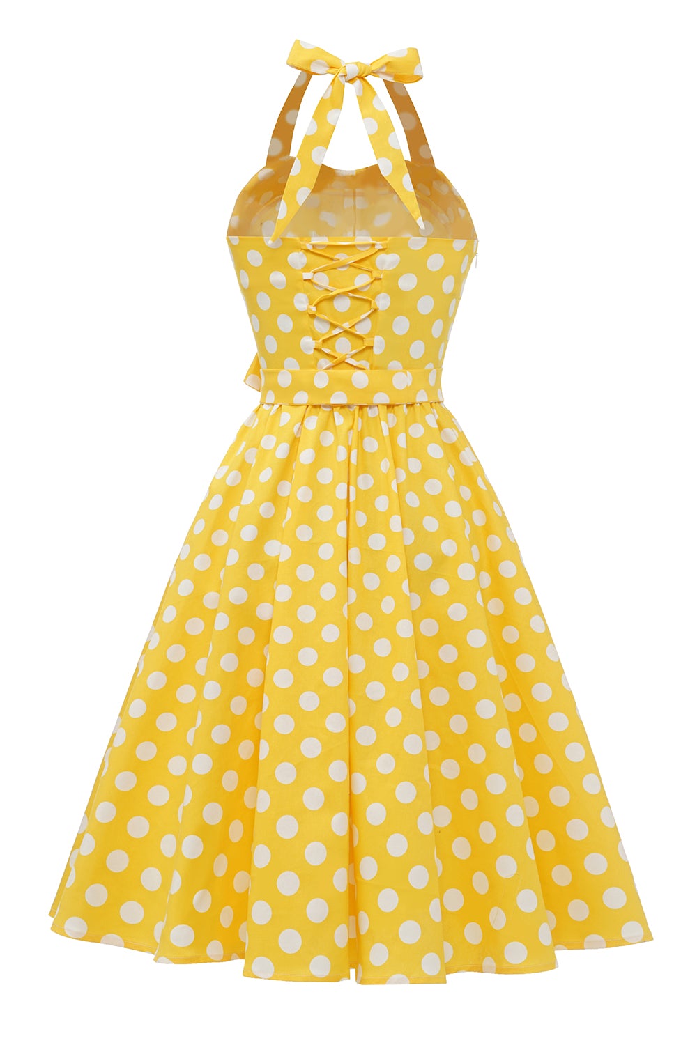 Pin Up Abito Vintage A Pois Giallo